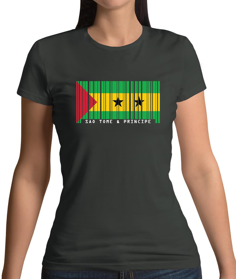 Sao Tome And Principe Barcode Style Flag Womens T-Shirt Sao Tome And Principe Barcode Style Flag Womens T-Shirt