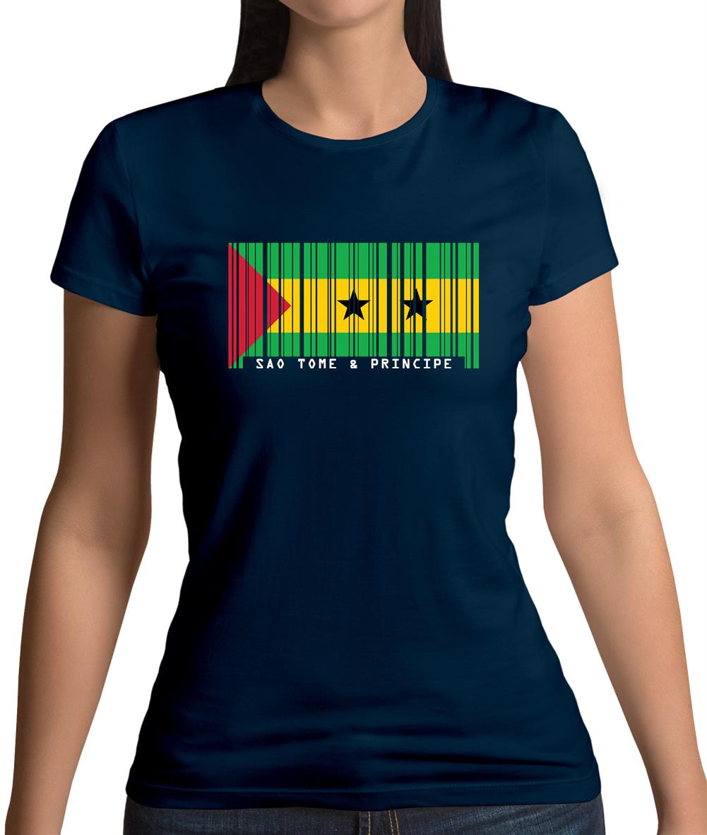 Sao Tome And Principe Barcode Style Flag Womens T-Shirt Sao Tome And Principe Barcode Style Flag Womens T-Shirt