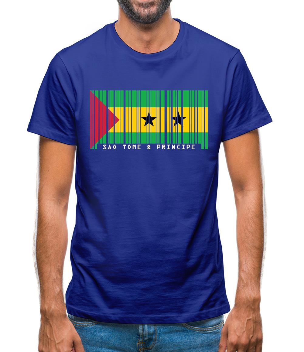 Sao Tome And Principe Barcode Style Flag Mens T-Shirt Sao Tome And Principe Barcode Style Flag Mens T-Shirt