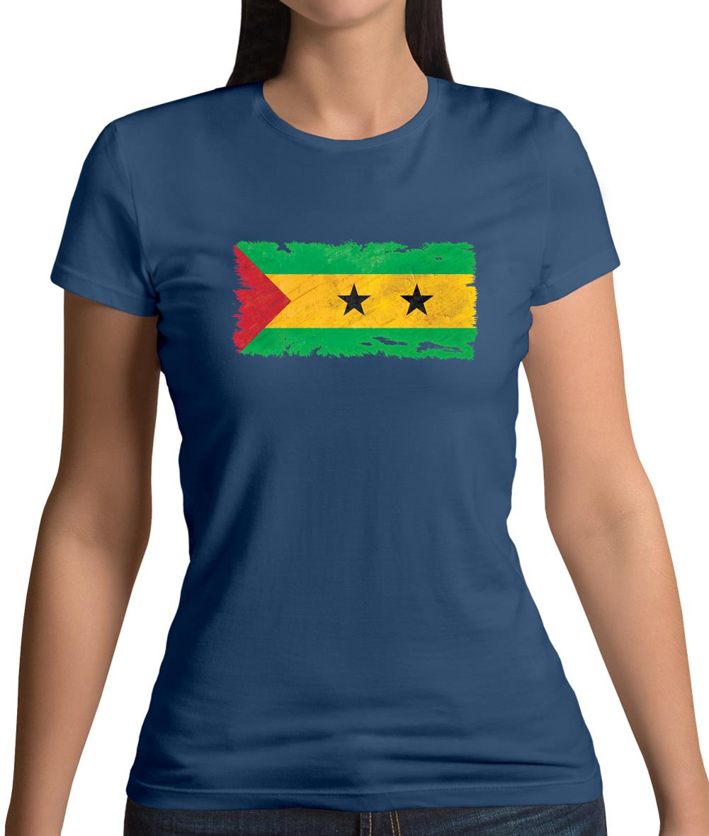 Sao Tome And Principe Grunge Style Flag Womens T-Shirt Sao Tome And Principe Grunge Style Flag Womens T-Shirt