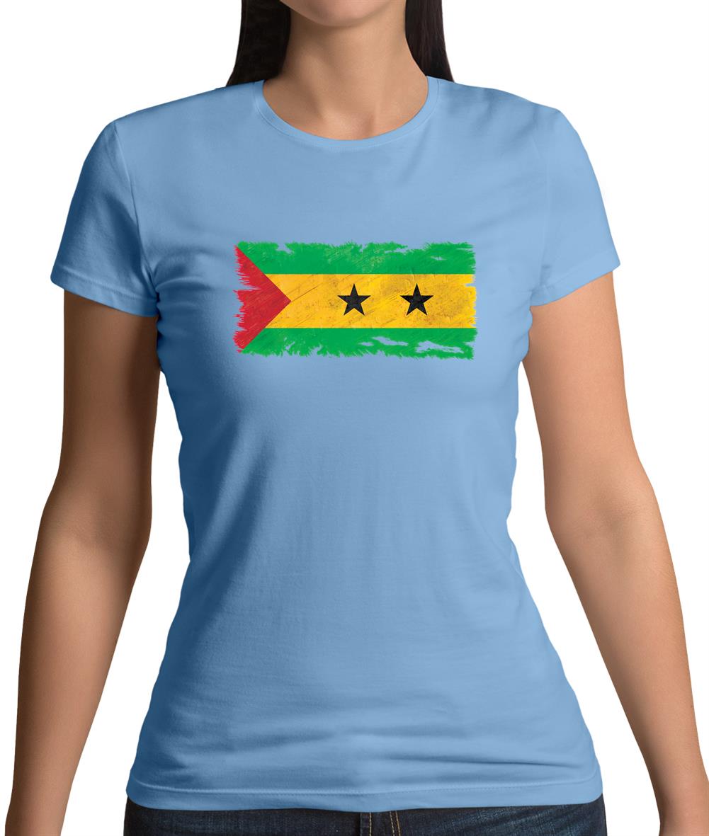 Sao Tome And Principe Grunge Style Flag Womens T-Shirt Sao Tome And Principe Grunge Style Flag Womens T-Shirt
