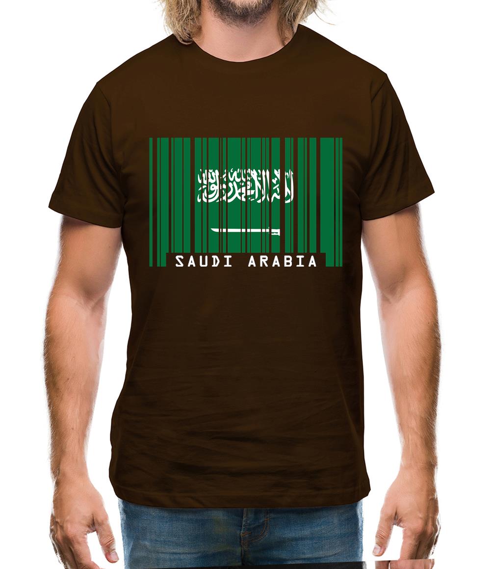 Saudi Arabia  Barcode Style Flag Mens T-Shirt Saudi Arabia  Barcode Style Flag Mens T-Shirt