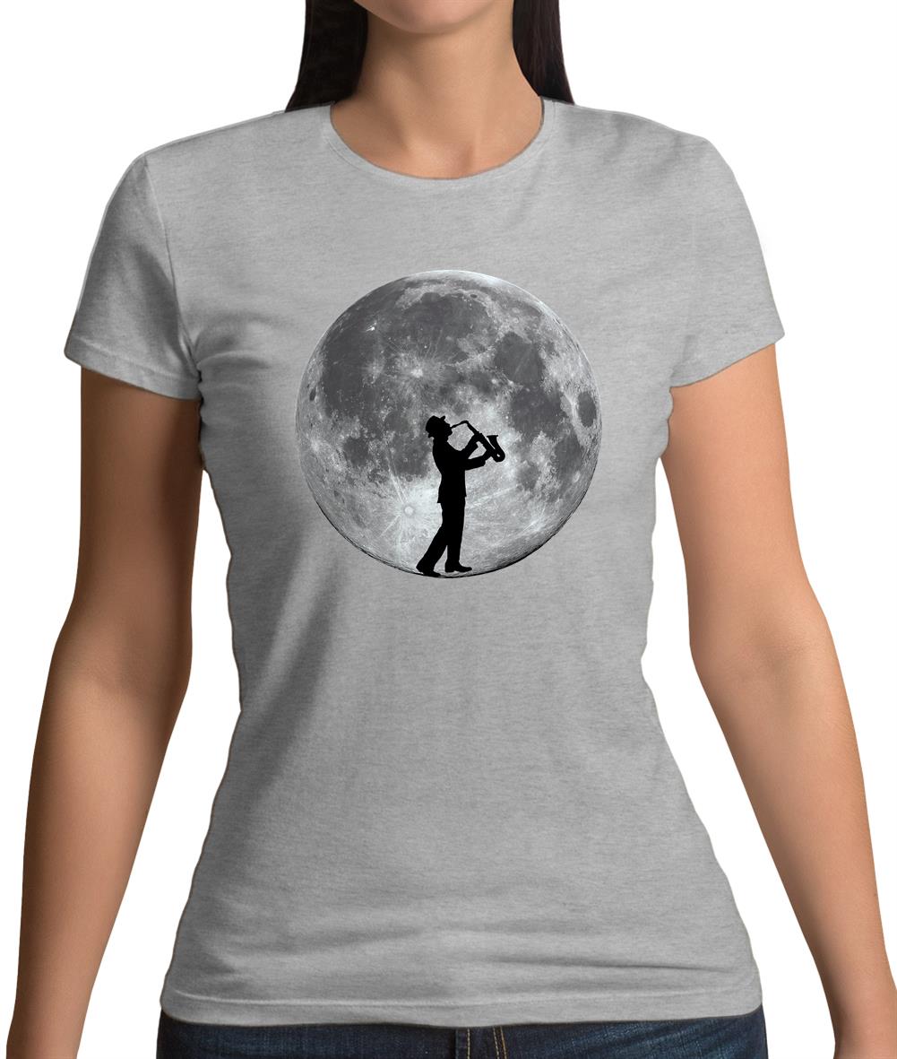 Saxophone Player Moon Womens T-Shirt Saxophone Player Moon Womens T-Shirt