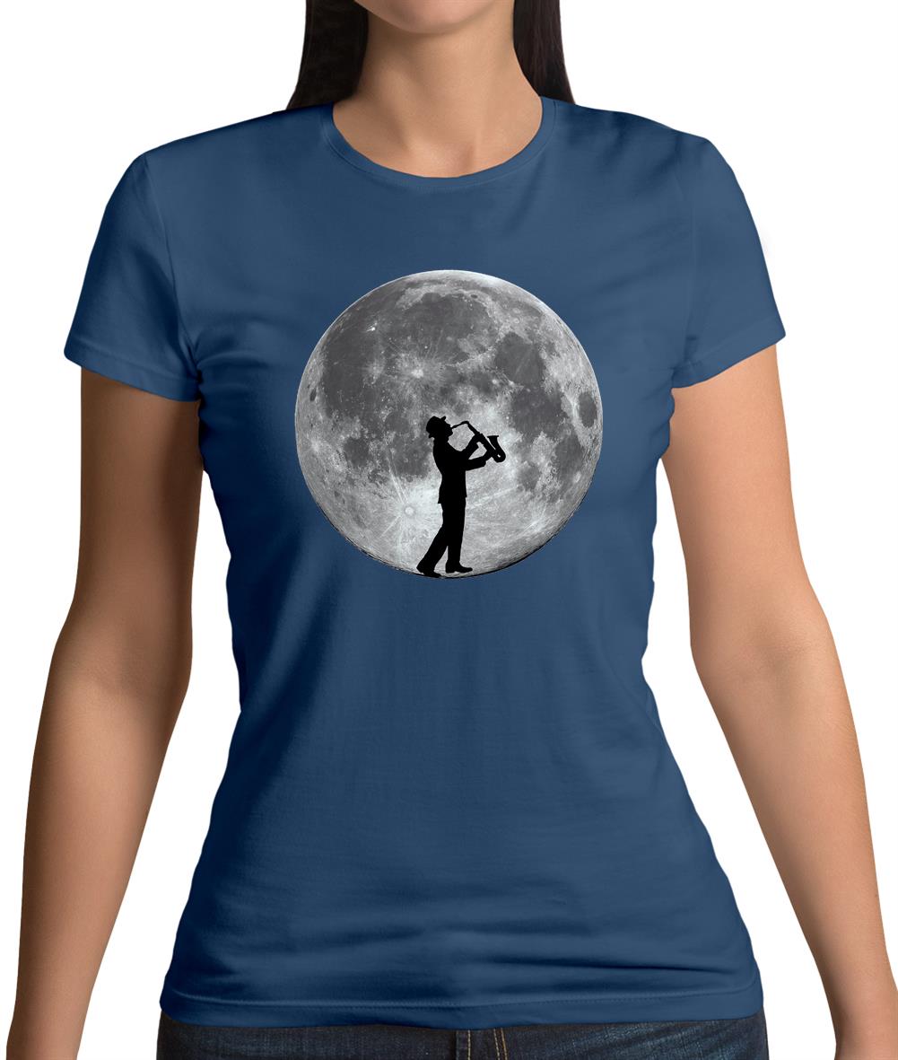 Saxophone Player Moon Womens T-Shirt Saxophone Player Moon Womens T-Shirt