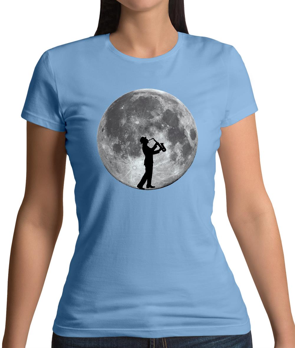 Saxophone Player Moon Womens T-Shirt Saxophone Player Moon Womens T-Shirt