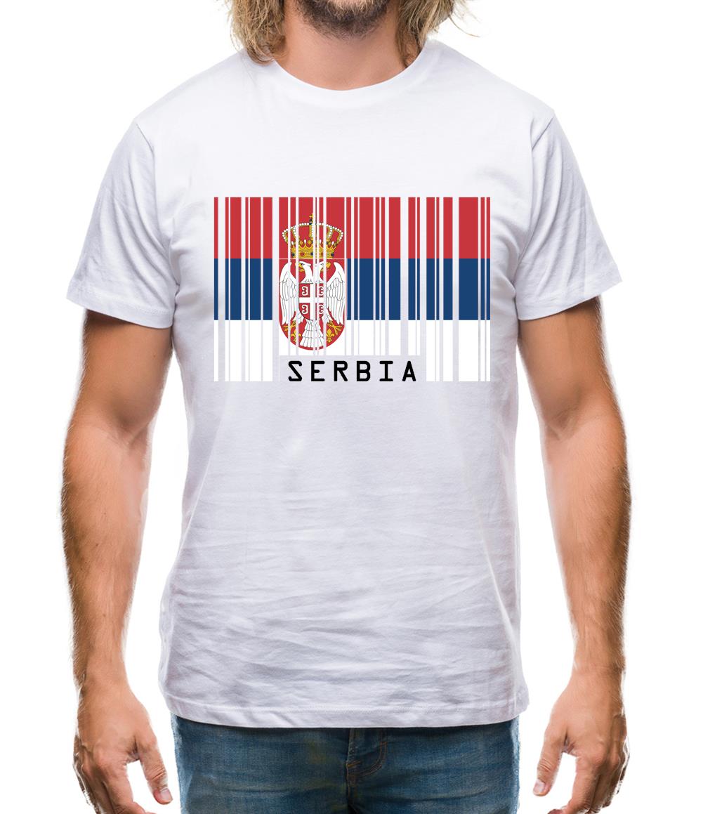 Serbia Barcode Style Flag Mens T-Shirt Serbia Barcode Style Flag Mens T-Shirt
