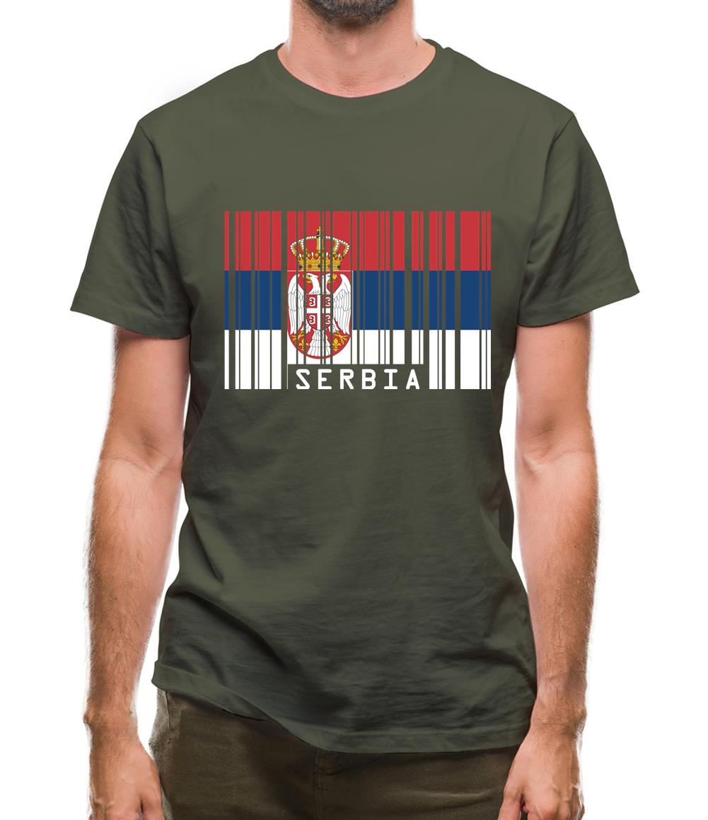 Serbia Barcode Style Flag Mens T-Shirt Serbia Barcode Style Flag Mens T-Shirt