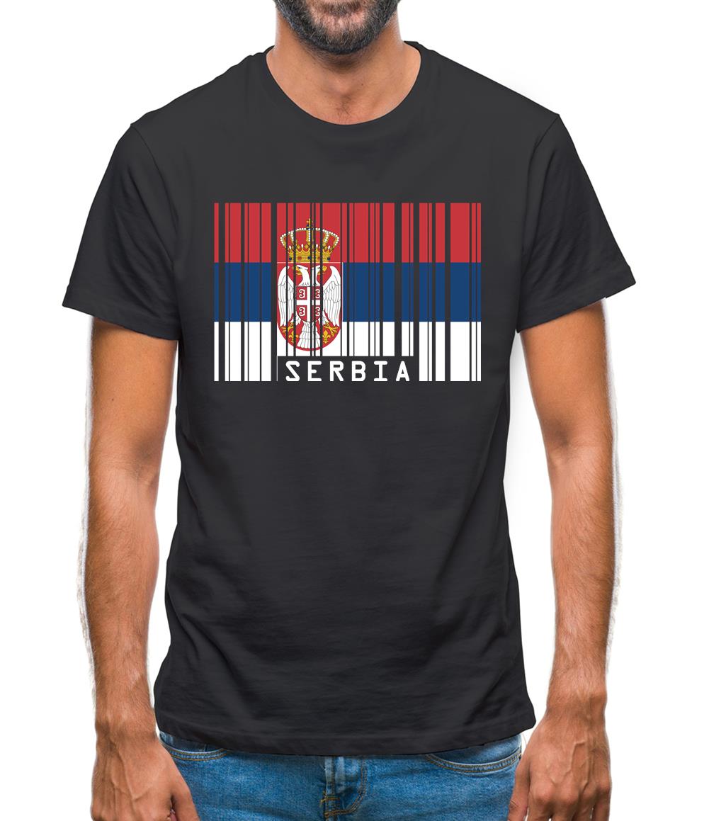 Serbia Barcode Style Flag Mens T-Shirt Serbia Barcode Style Flag Mens T-Shirt