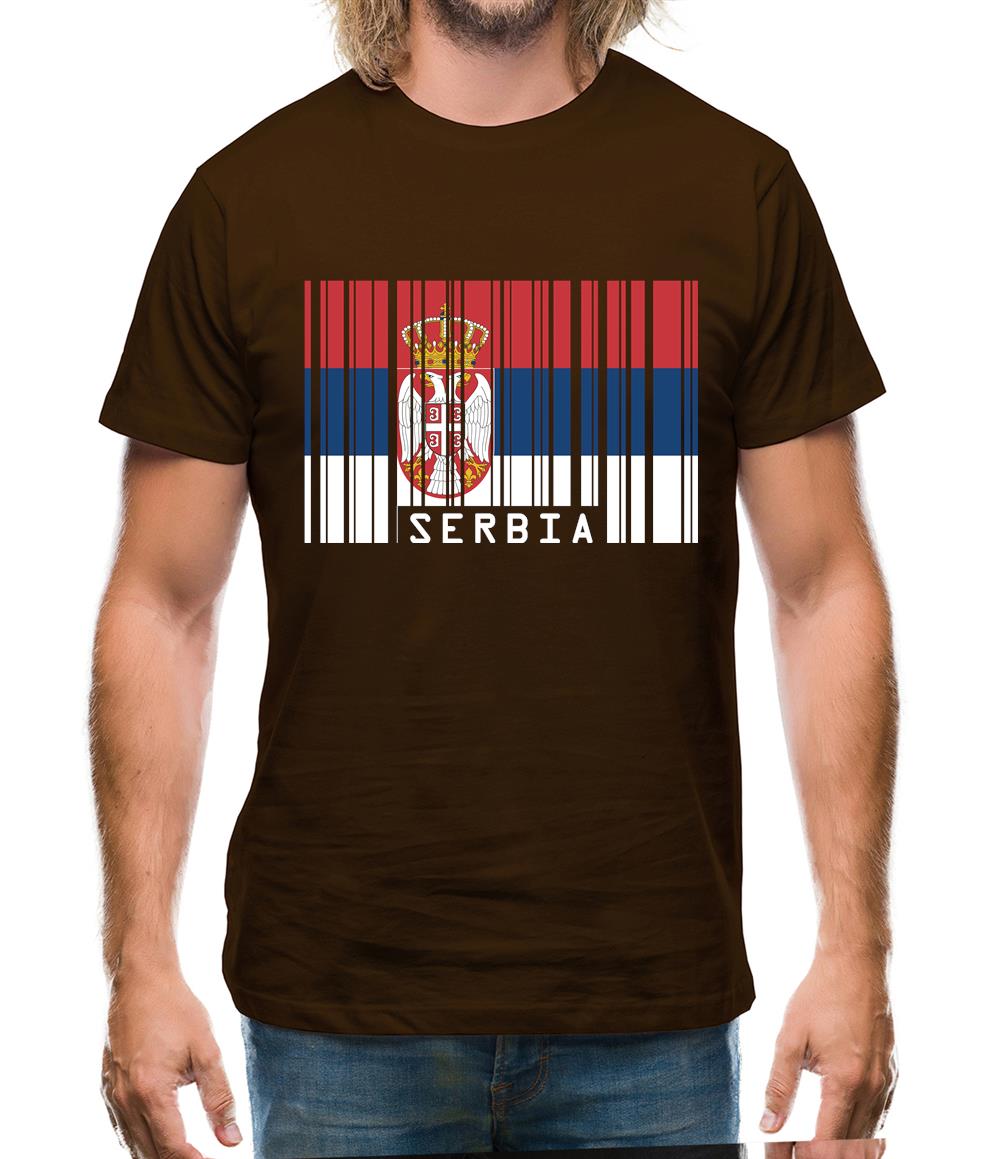Serbia Barcode Style Flag Mens T-Shirt Serbia Barcode Style Flag Mens T-Shirt