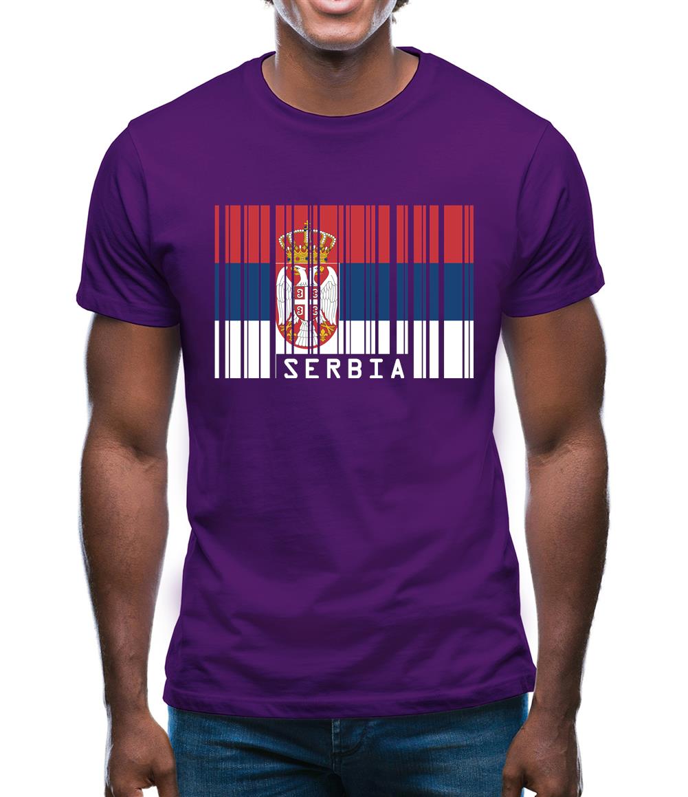 Serbia Barcode Style Flag Mens T-Shirt Serbia Barcode Style Flag Mens T-Shirt