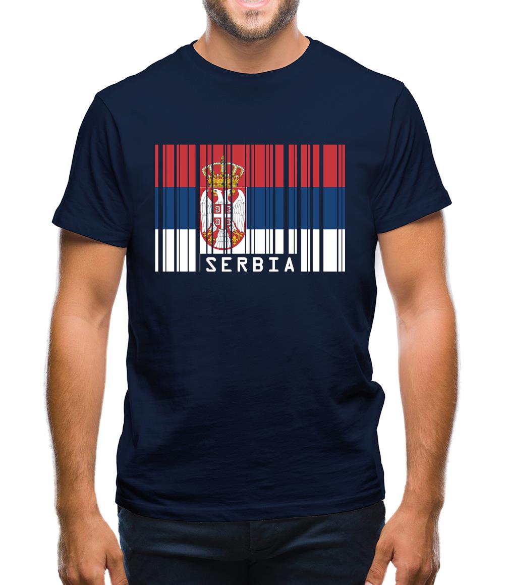 Serbia Barcode Style Flag Mens T-Shirt Serbia Barcode Style Flag Mens T-Shirt