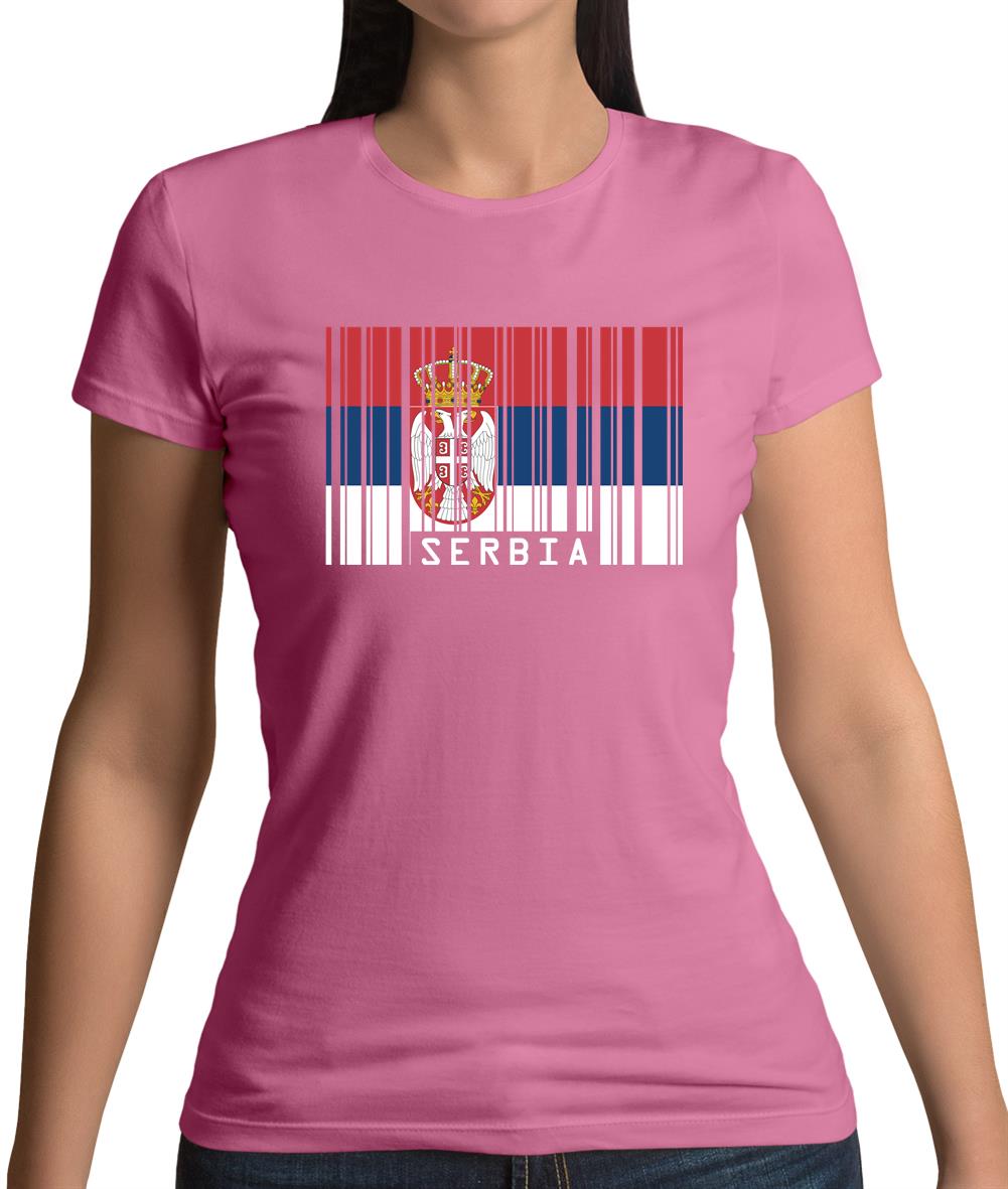 Serbia Barcode Style Flag Womens T-Shirt Serbia Barcode Style Flag Womens T-Shirt