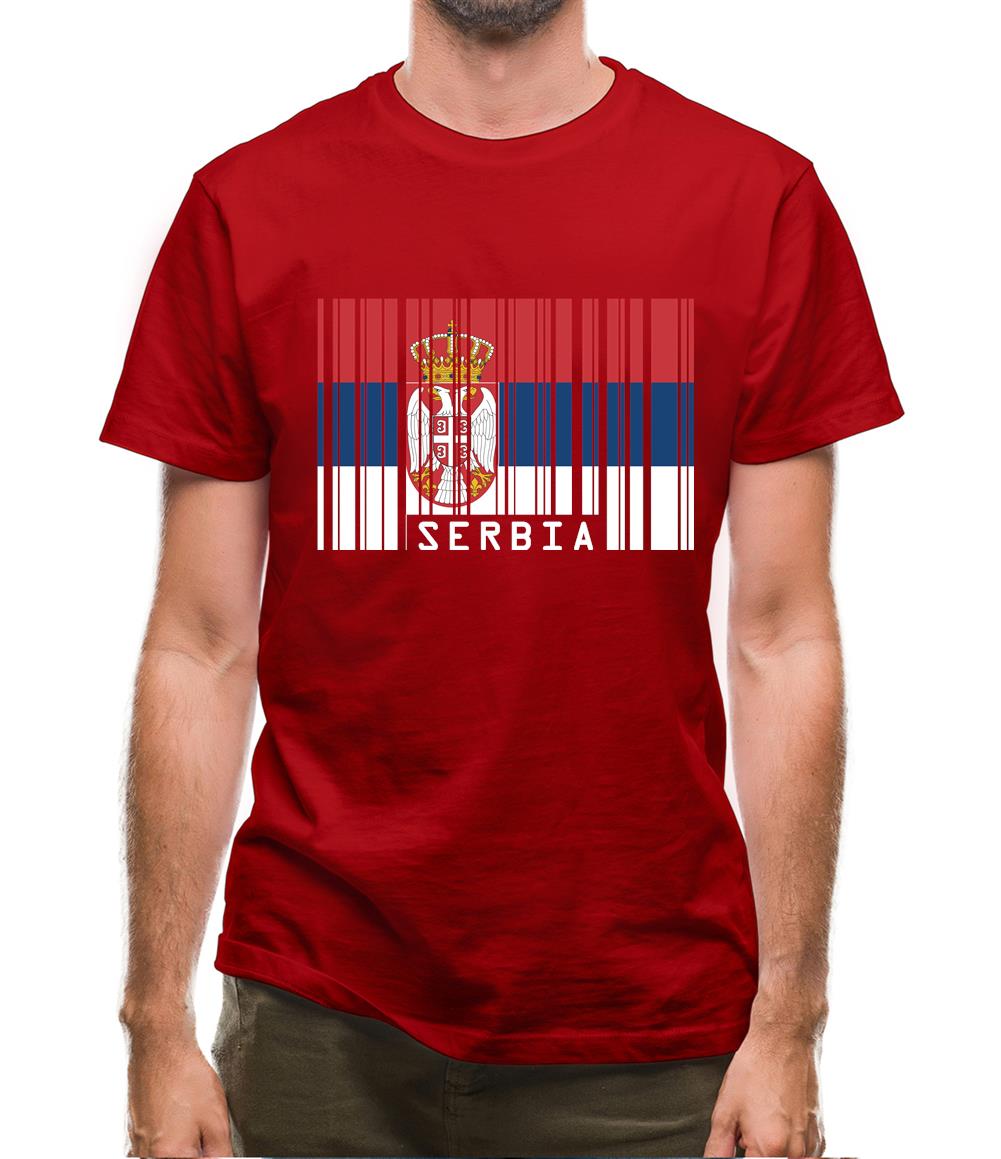 Serbia Barcode Style Flag Mens T-Shirt Serbia Barcode Style Flag Mens T-Shirt