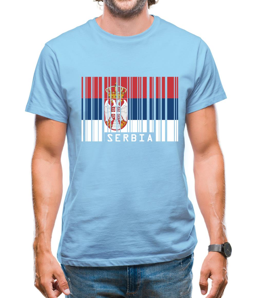 Serbia Barcode Style Flag Mens T-Shirt Serbia Barcode Style Flag Mens T-Shirt