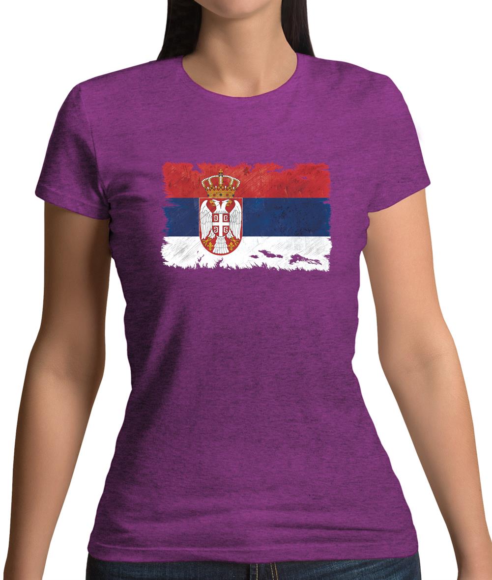 Serbia Grunge Style Flag Womens T-Shirt Serbia Grunge Style Flag Womens T-Shirt