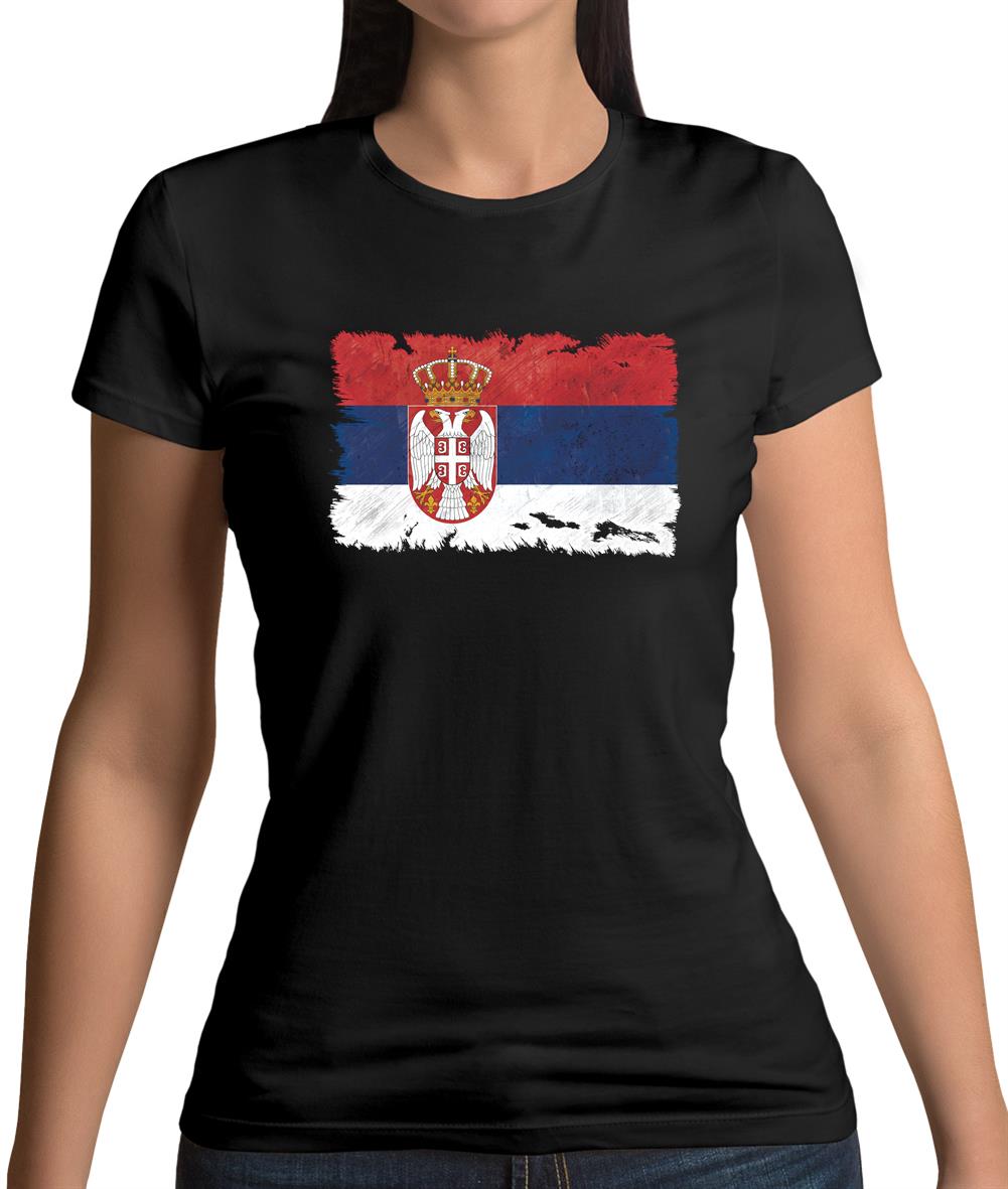 Serbia Grunge Style Flag Womens T-Shirt Serbia Grunge Style Flag Womens T-Shirt