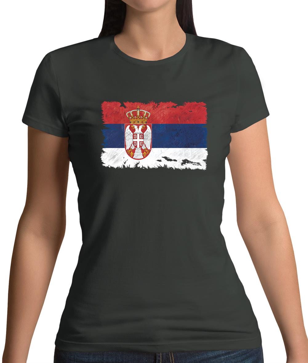 Serbia Grunge Style Flag Womens T-Shirt Serbia Grunge Style Flag Womens T-Shirt