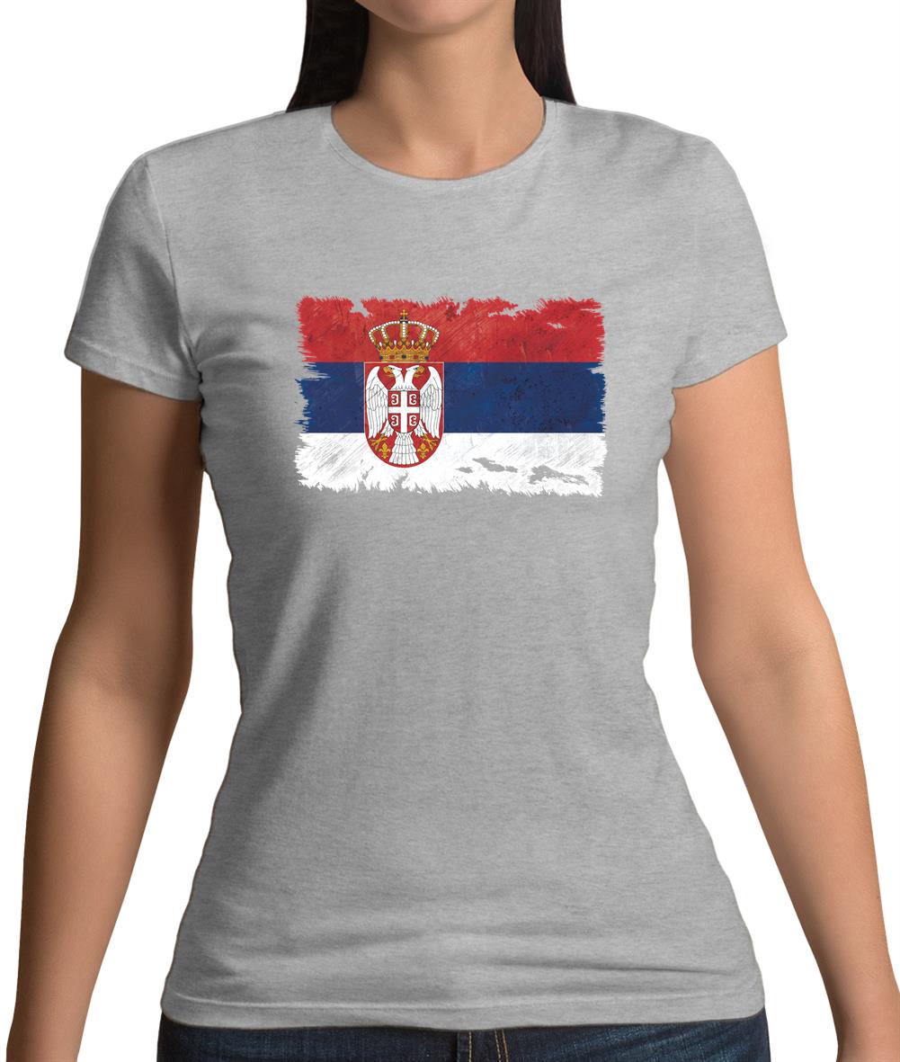 Serbia Grunge Style Flag Womens T-Shirt Serbia Grunge Style Flag Womens T-Shirt