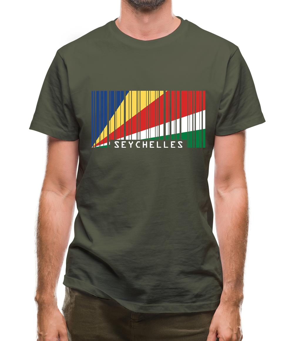 Seychelles Barcode Style Flag Mens T-Shirt Seychelles Barcode Style Flag Mens T-Shirt