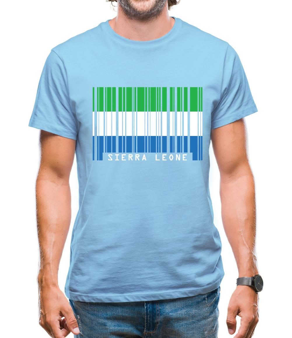 Sierra Leone  Barcode Style Flag Mens T-Shirt Sierra Leone  Barcode Style Flag Mens T-Shirt