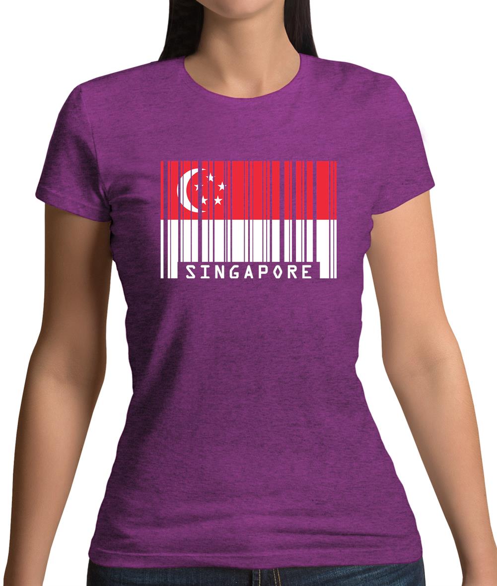 Singapore Barcode Style Flag Womens T-Shirt Singapore Barcode Style Flag Womens T-Shirt