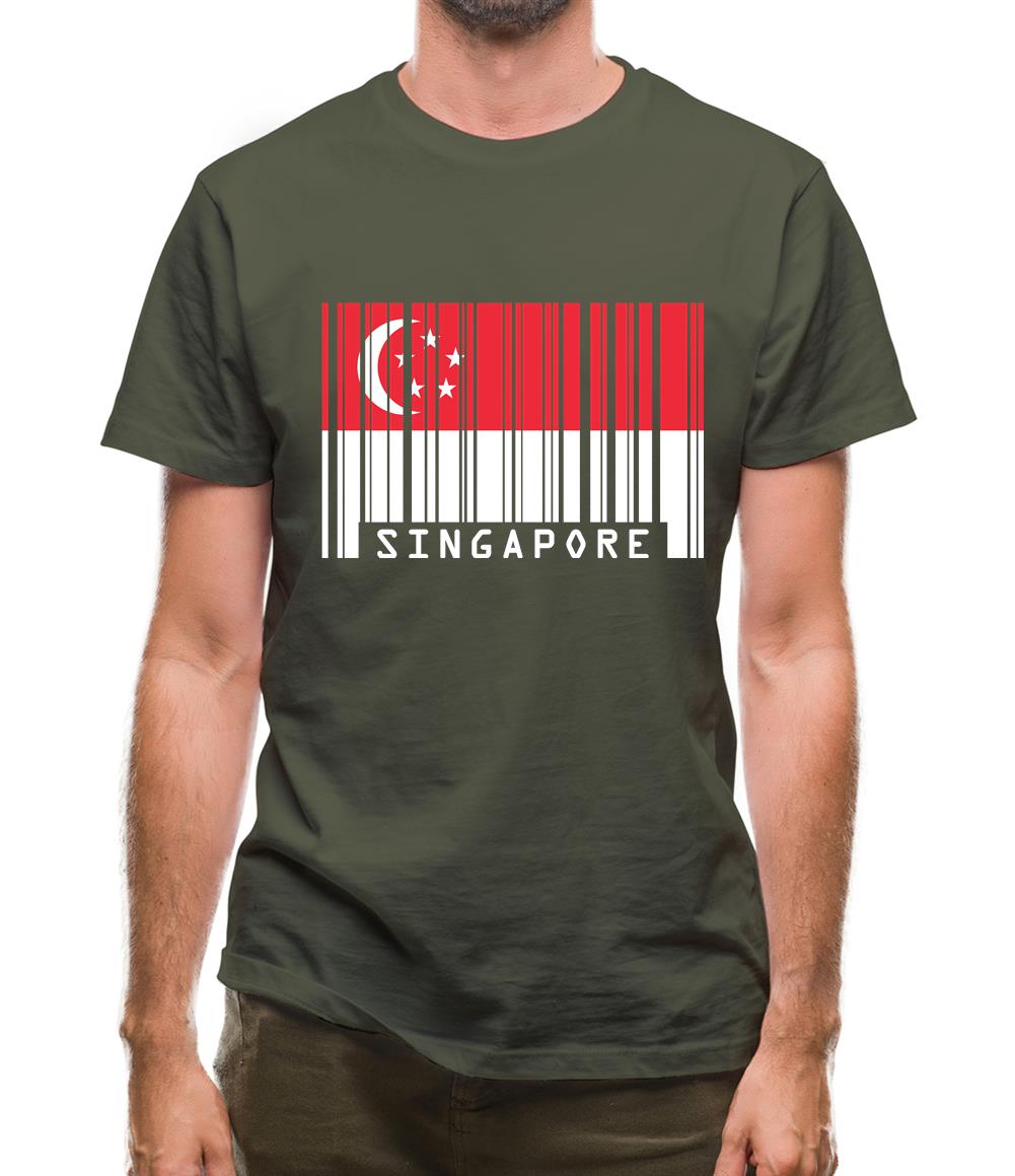 Singapore Barcode Style Flag Mens T-Shirt Singapore Barcode Style Flag Mens T-Shirt