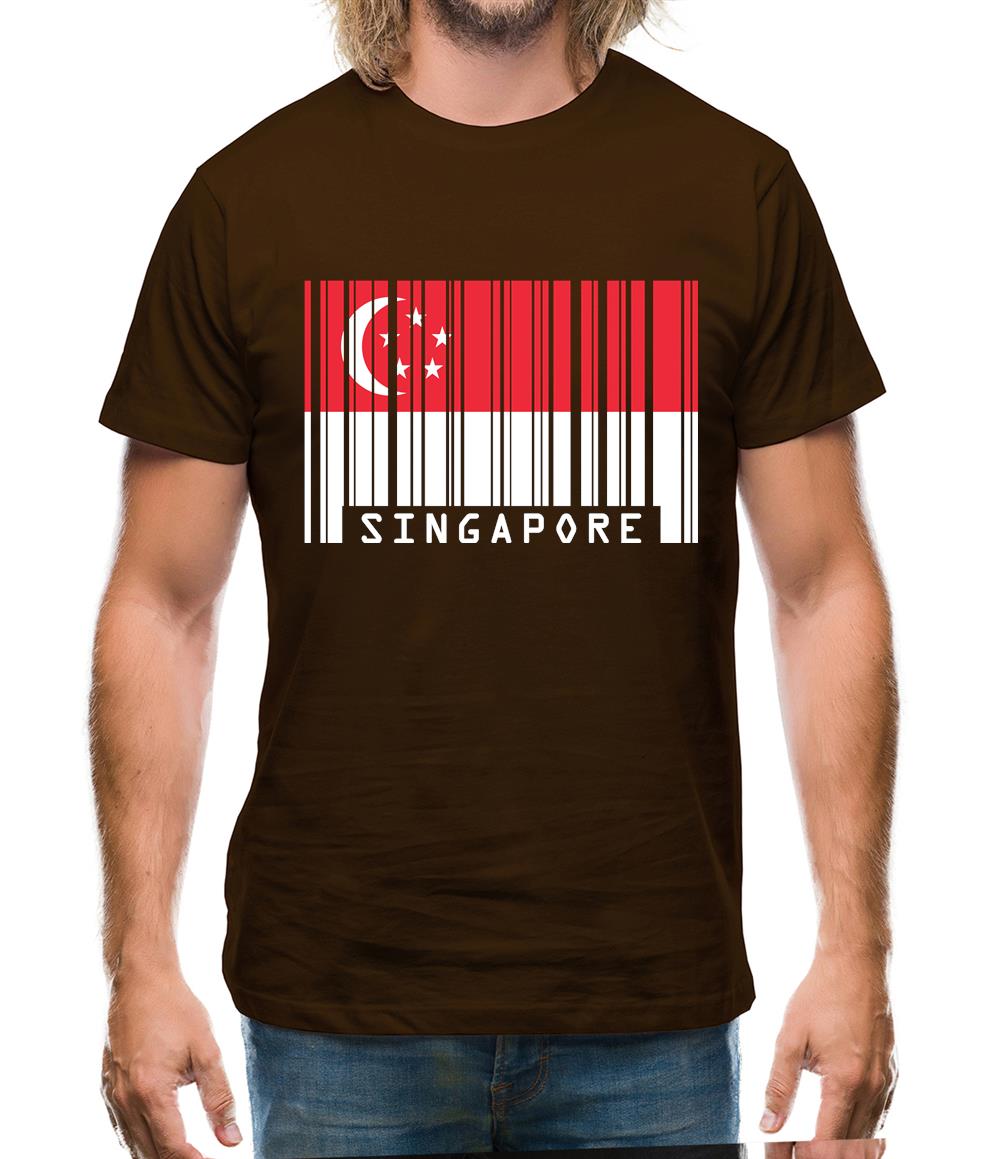 Singapore Barcode Style Flag Mens T-Shirt Singapore Barcode Style Flag Mens T-Shirt