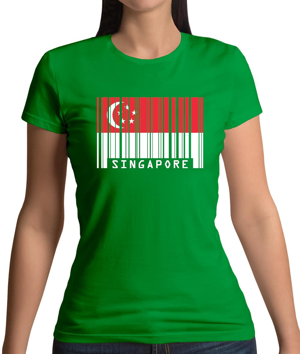 Singapore Barcode Style Flag Womens T-Shirt Singapore Barcode Style Flag Womens T-Shirt