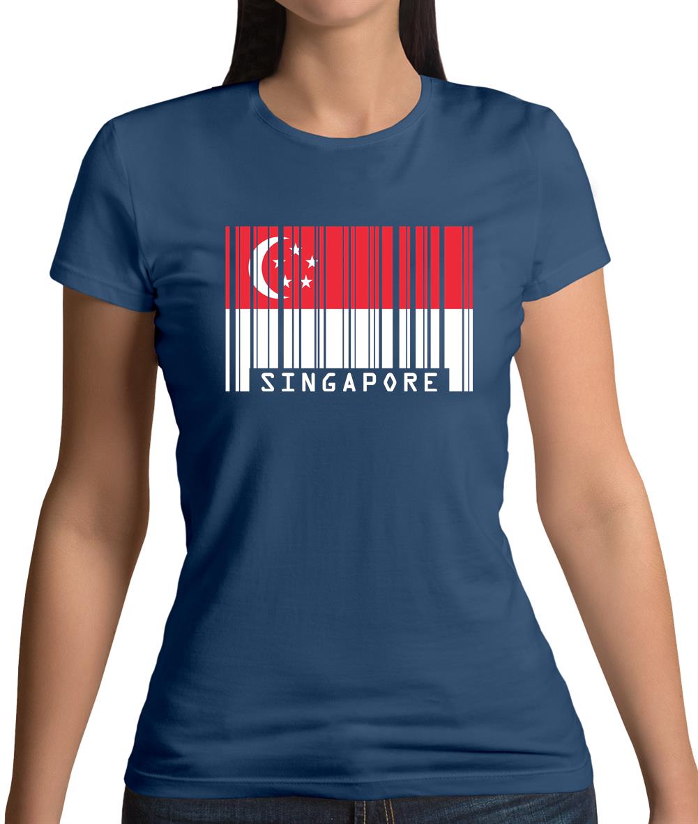 Singapore Barcode Style Flag Womens T-Shirt Singapore Barcode Style Flag Womens T-Shirt