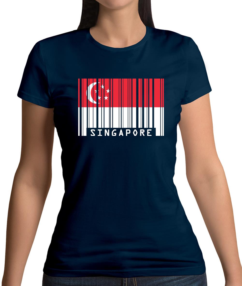 Singapore Barcode Style Flag Womens T-Shirt Singapore Barcode Style Flag Womens T-Shirt