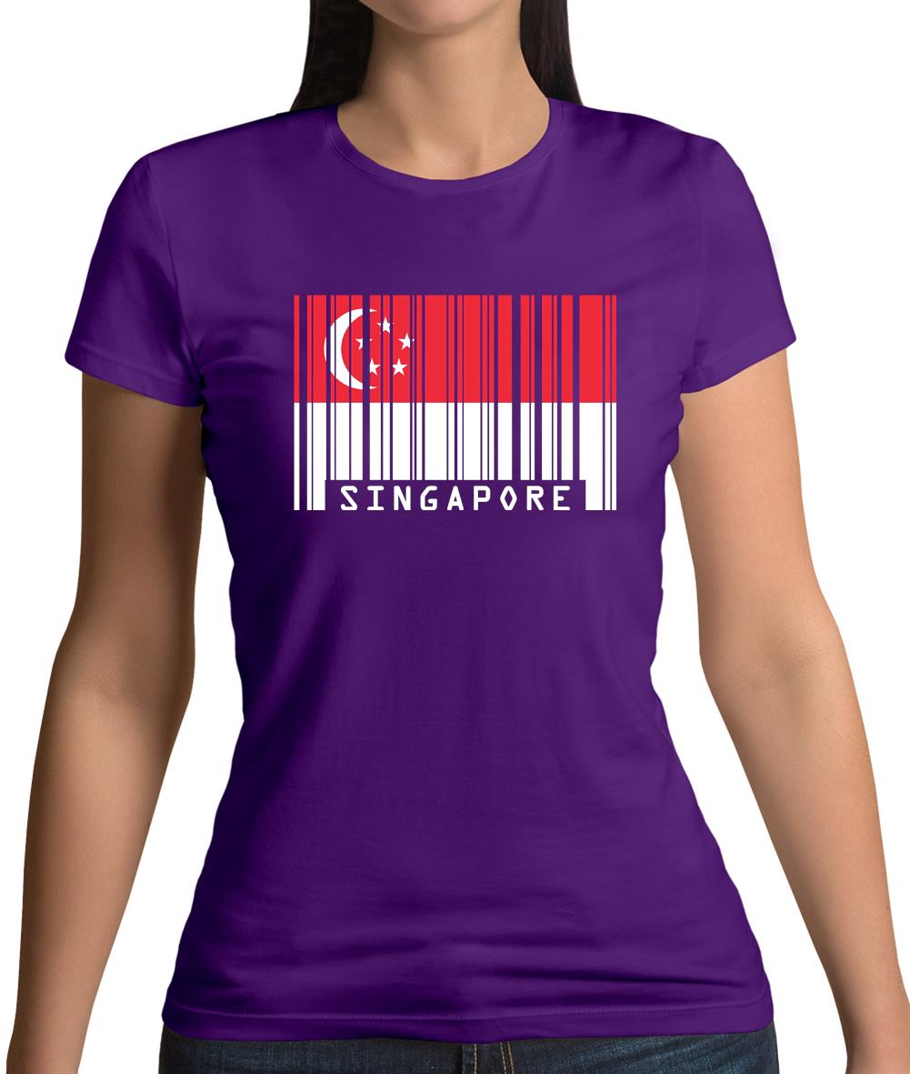 Singapore Barcode Style Flag Womens T-Shirt Singapore Barcode Style Flag Womens T-Shirt