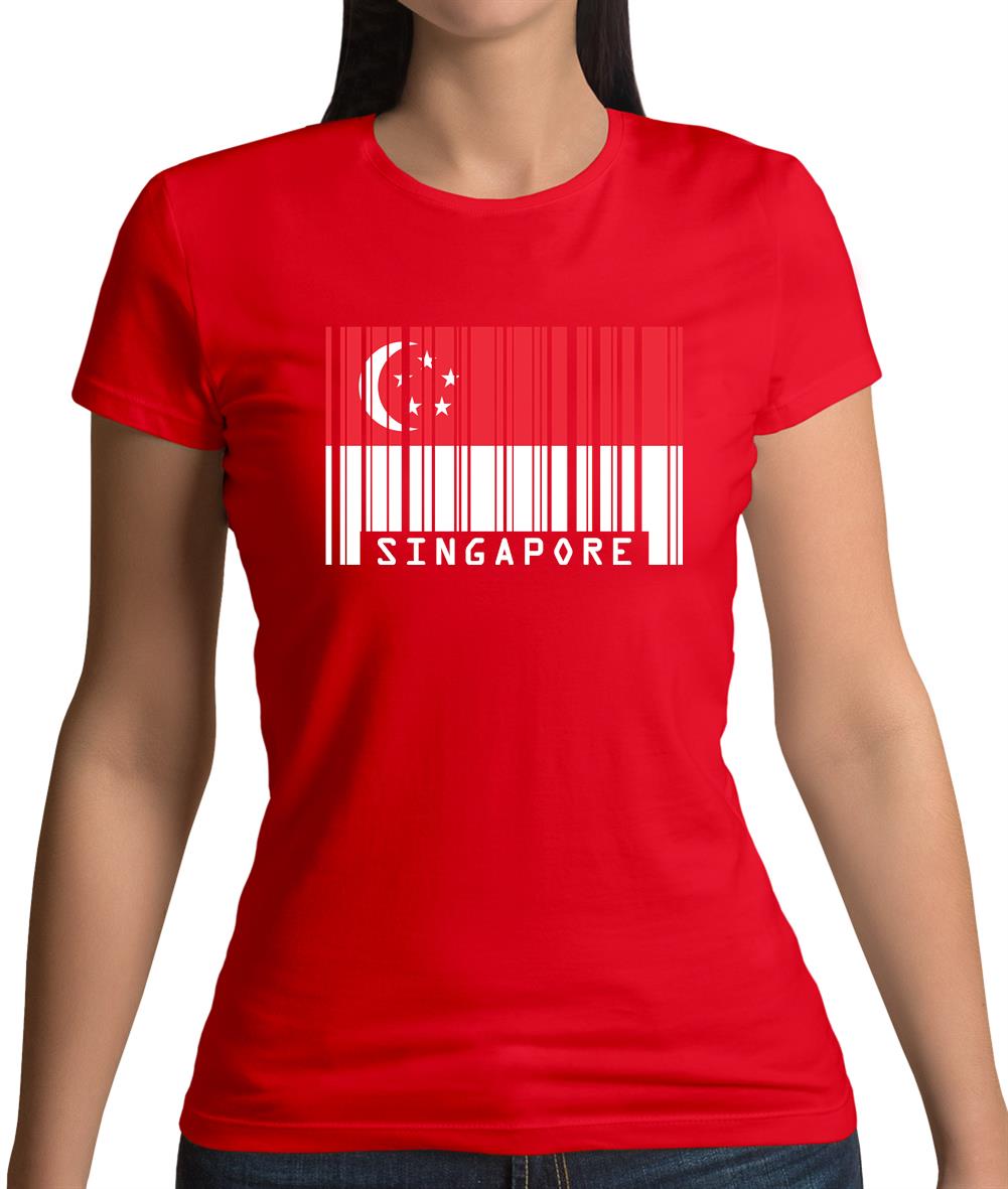 Singapore Barcode Style Flag Womens T-Shirt Singapore Barcode Style Flag Womens T-Shirt