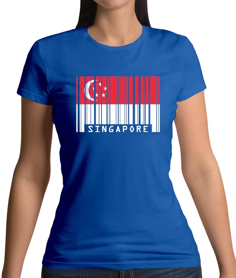 Singapore Barcode Style Flag Womens T-Shirt Singapore Barcode Style Flag Womens T-Shirt