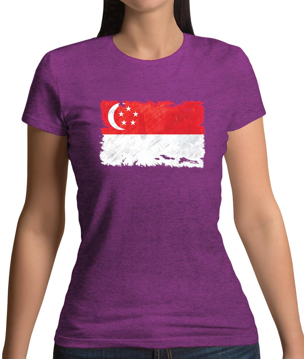 Singapore Grunge Style Flag Womens T-Shirt Singapore Grunge Style Flag Womens T-Shirt