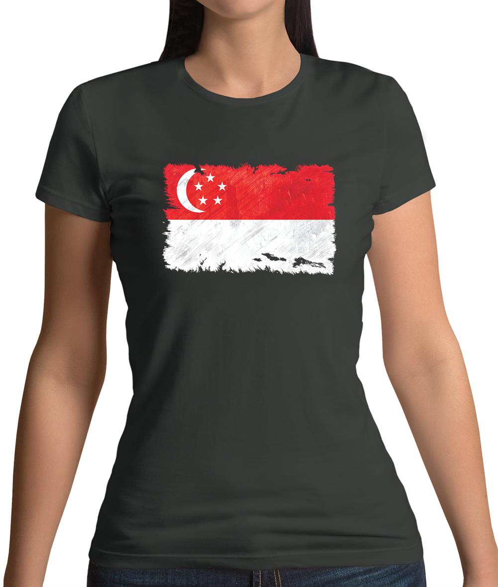 Singapore Grunge Style Flag Womens T-Shirt Singapore Grunge Style Flag Womens T-Shirt