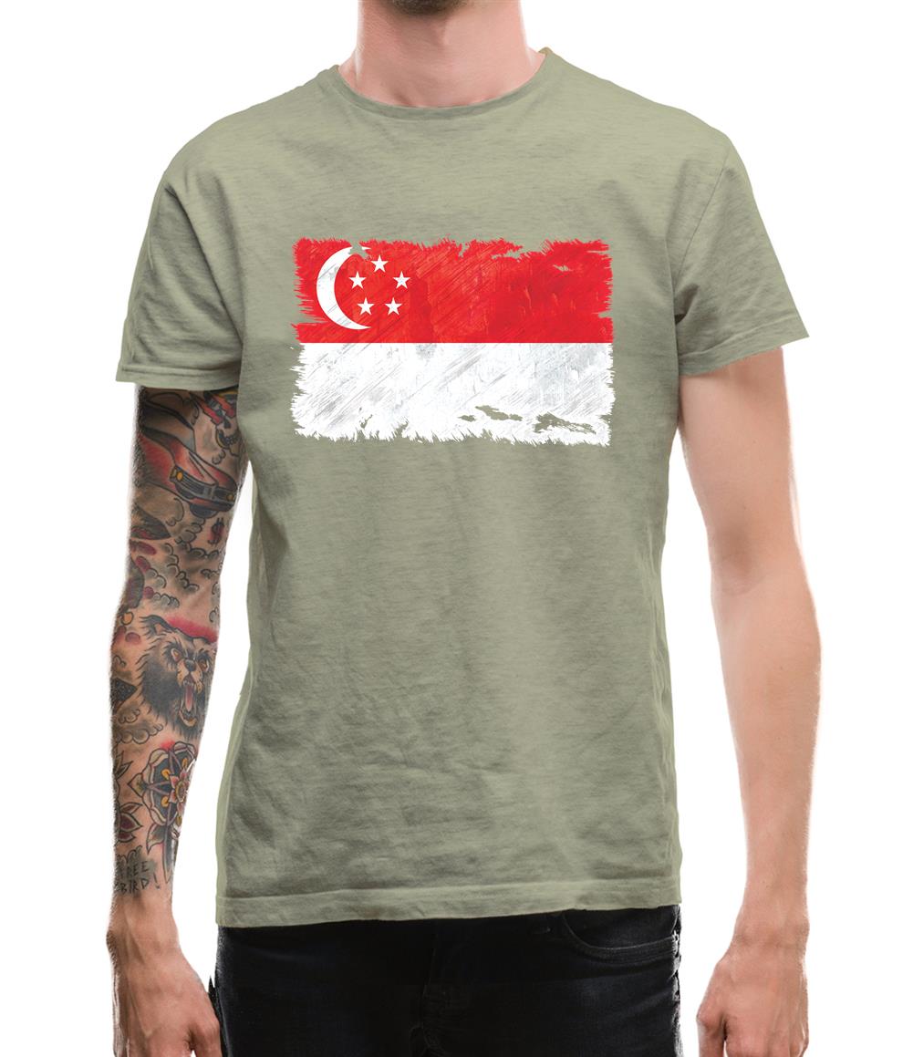 Singapore Grunge Style Flag Mens T-Shirt Singapore Grunge Style Flag Mens T-Shirt