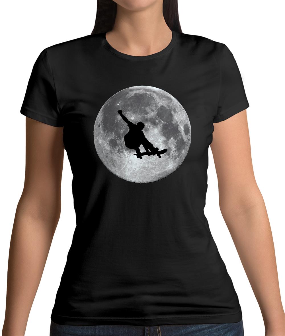 Skateboarder Moon Womens T-Shirt Skateboarder Moon Womens T-Shirt