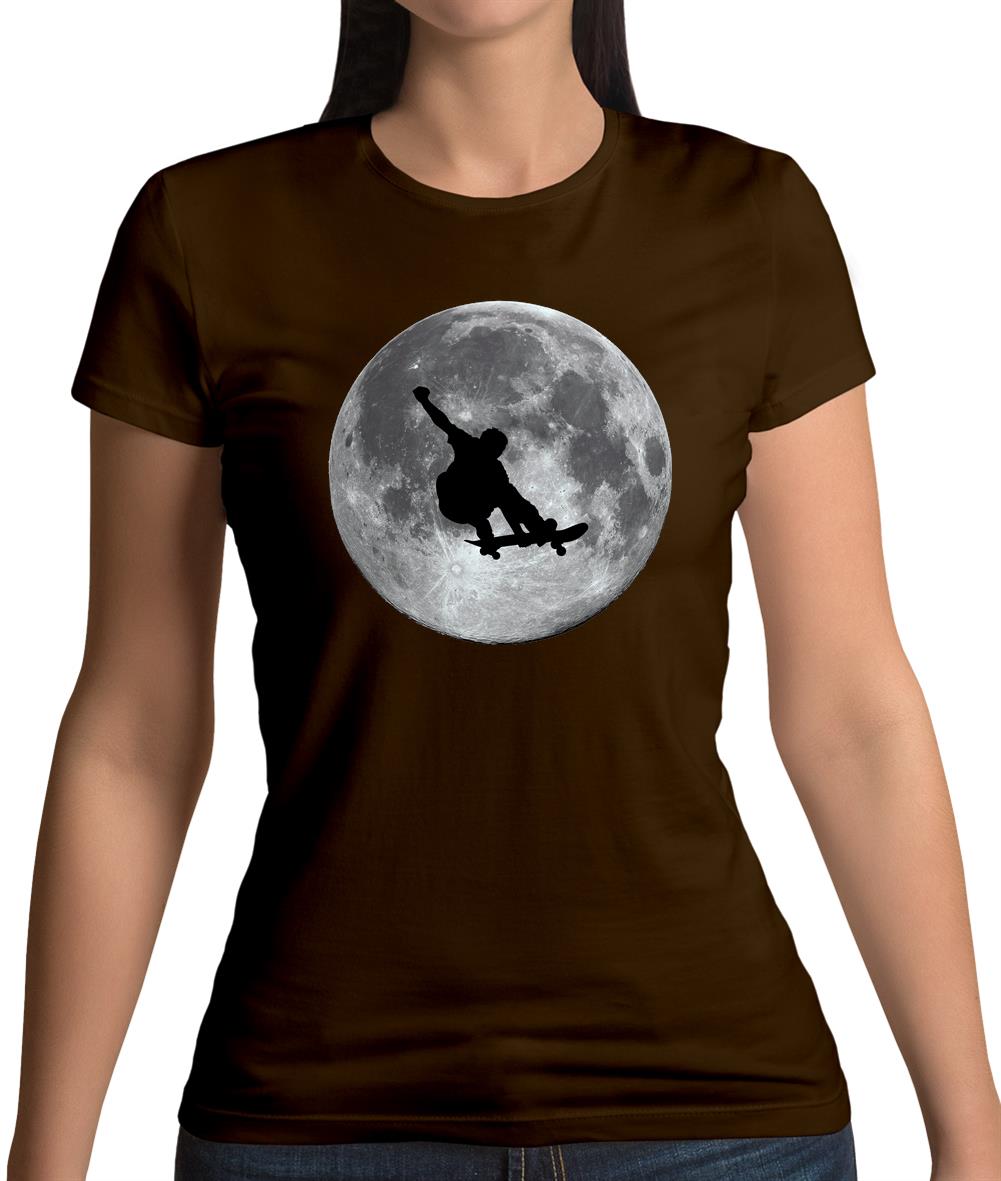 Skateboarder Moon Womens T-Shirt Skateboarder Moon Womens T-Shirt