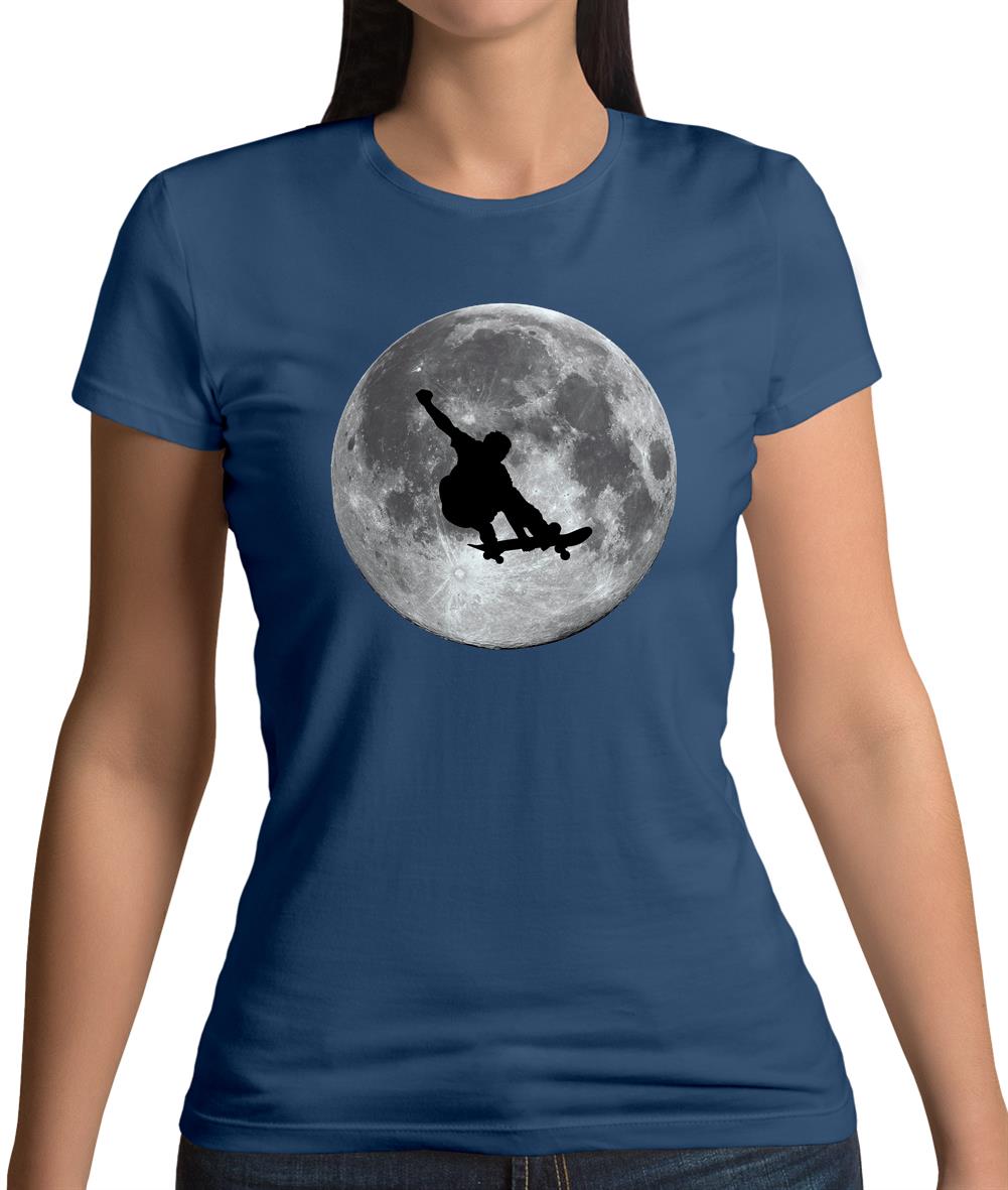 Skateboarder Moon Womens T-Shirt Skateboarder Moon Womens T-Shirt