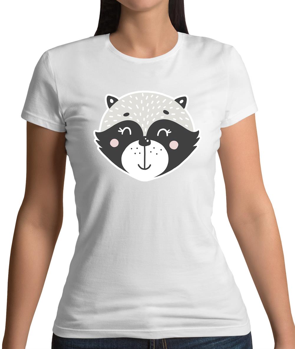 Smiley Face Racoon Womens T-Shirt Smiley Face Racoon Womens T-Shirt