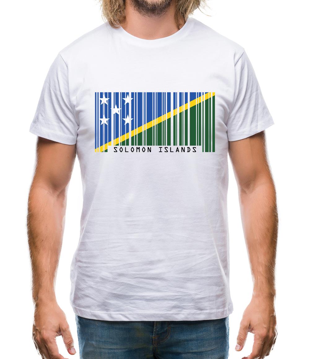 Solomon Islands  Barcode Style Flag Mens T-Shirt Solomon Islands  Barcode Style Flag Mens T-Shirt