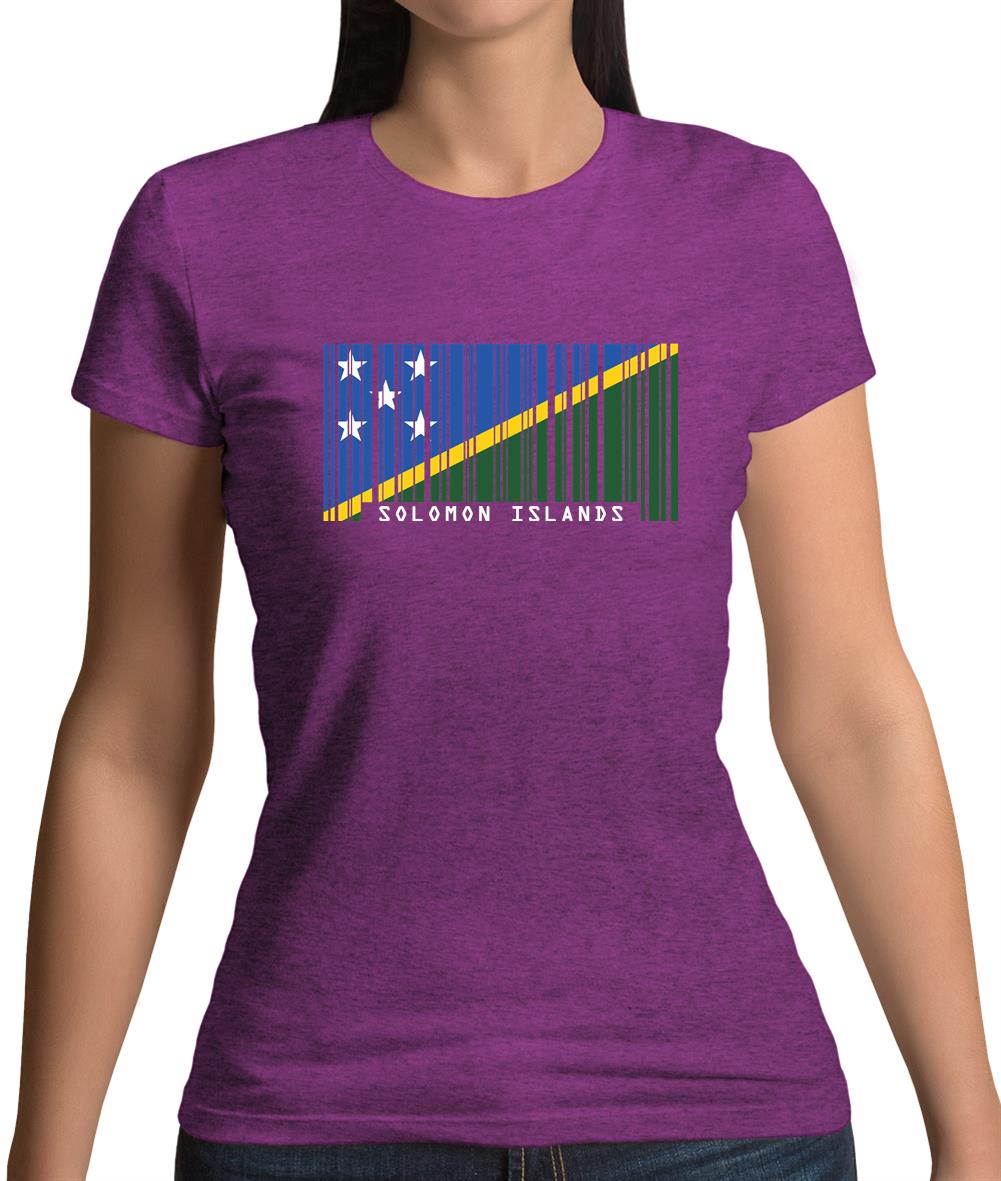 Solomon Islands Barcode Style Flag Womens T-Shirt Solomon Islands Barcode Style Flag Womens T-Shirt