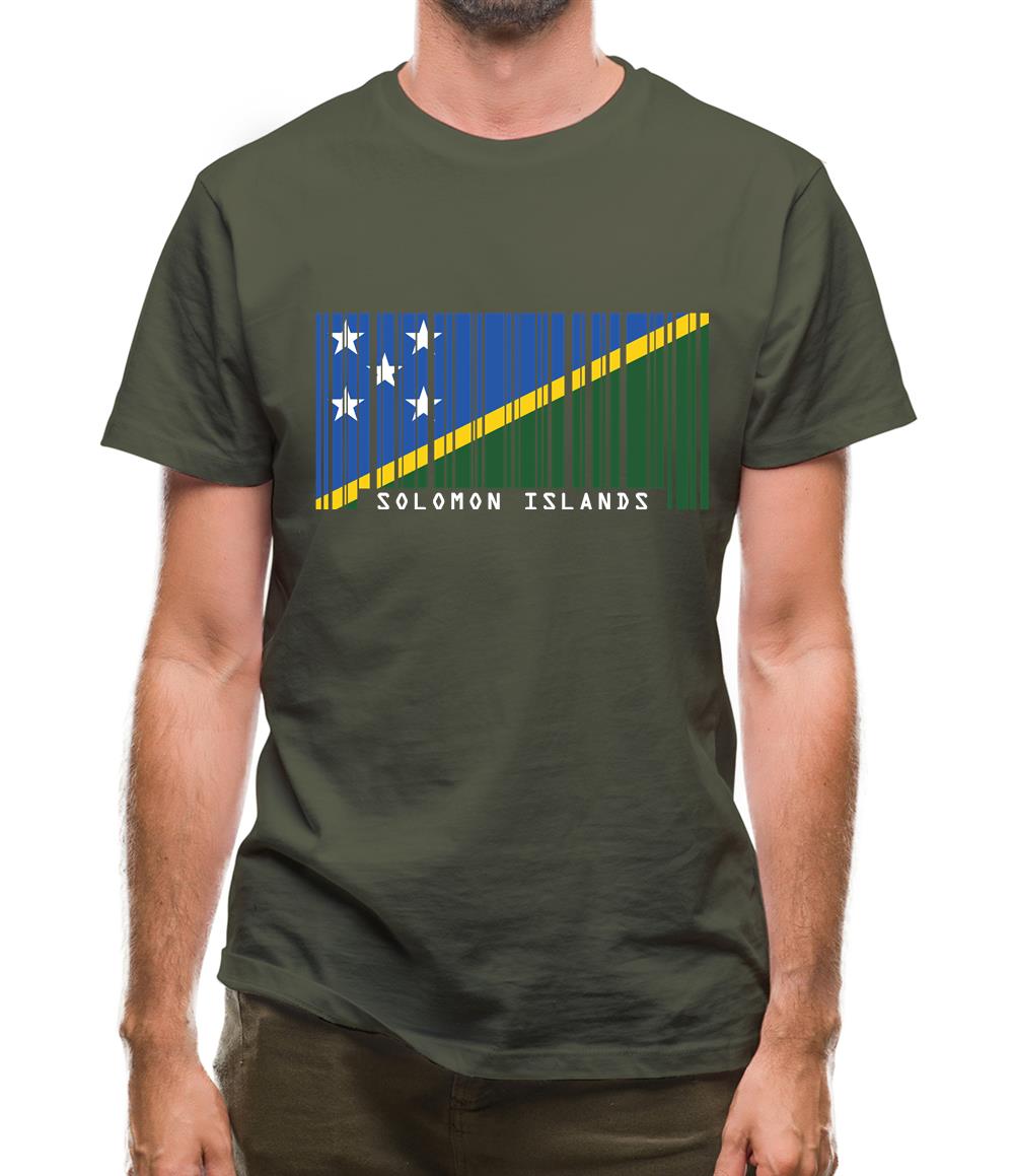 Solomon Islands  Barcode Style Flag Mens T-Shirt Solomon Islands  Barcode Style Flag Mens T-Shirt