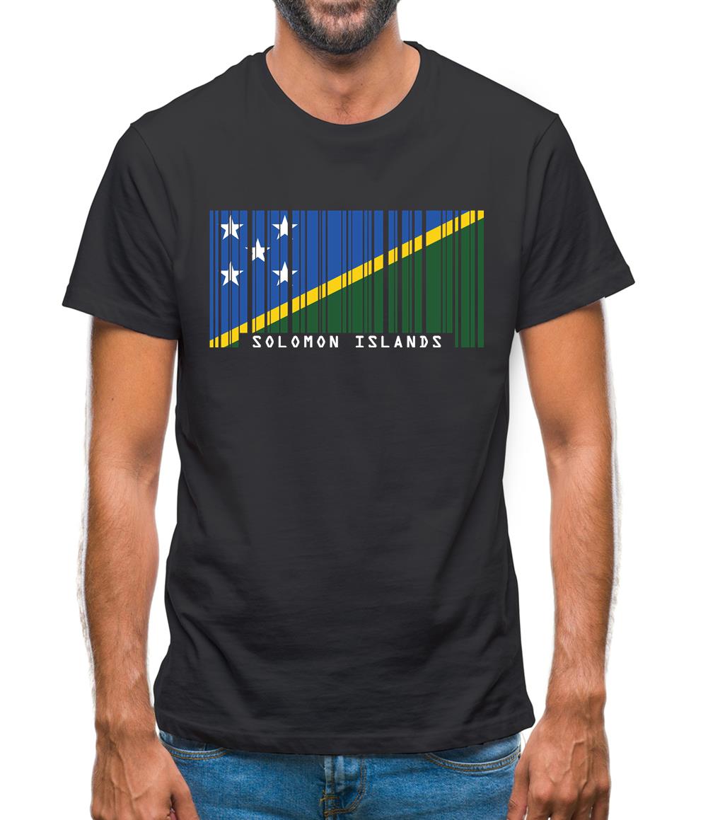 Solomon Islands  Barcode Style Flag Mens T-Shirt Solomon Islands  Barcode Style Flag Mens T-Shirt