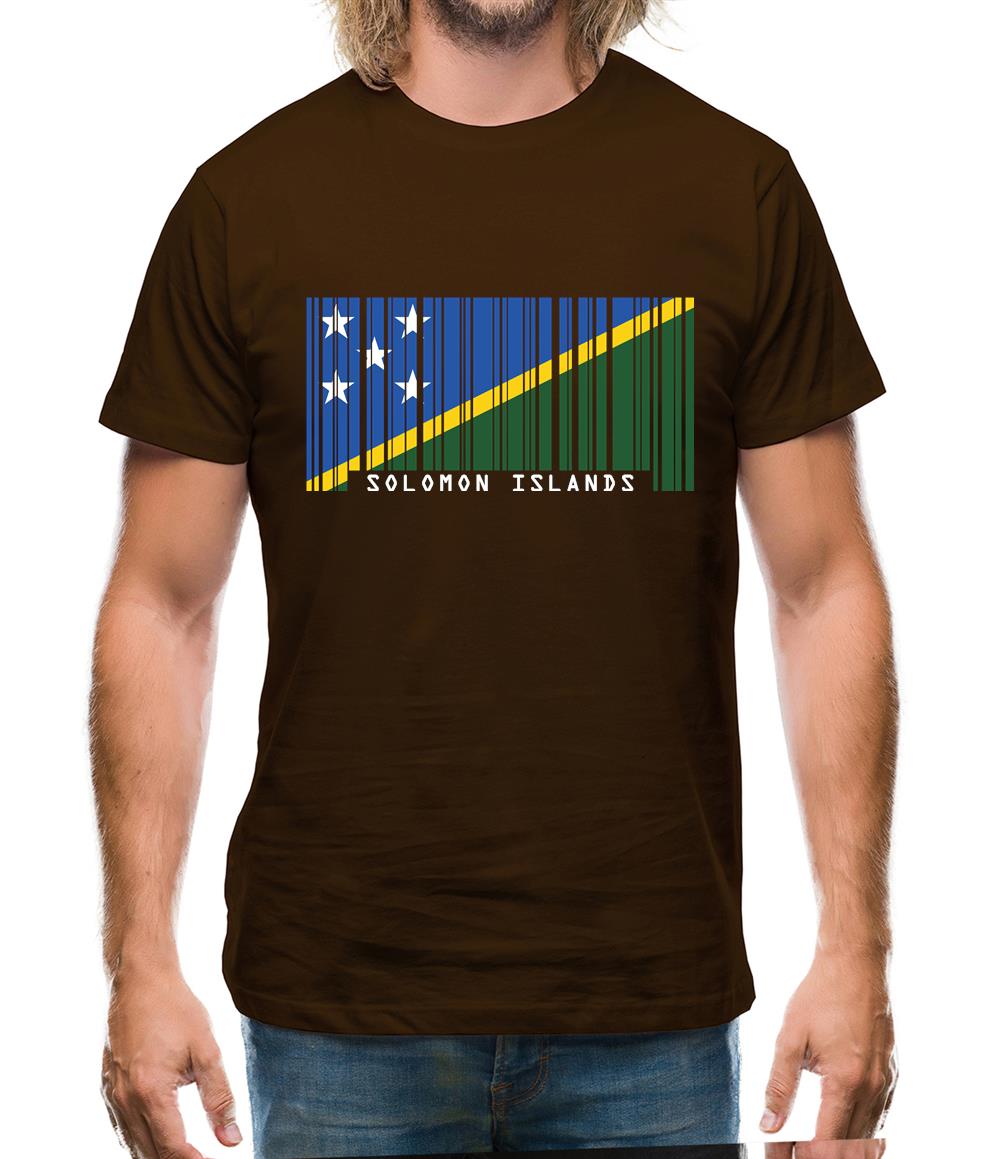 Solomon Islands  Barcode Style Flag Mens T-Shirt Solomon Islands  Barcode Style Flag Mens T-Shirt