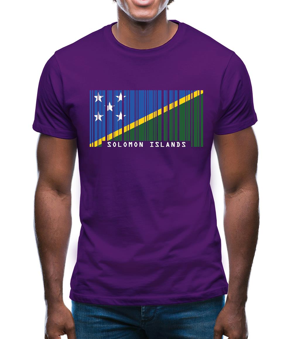 Solomon Islands  Barcode Style Flag Mens T-Shirt Solomon Islands  Barcode Style Flag Mens T-Shirt