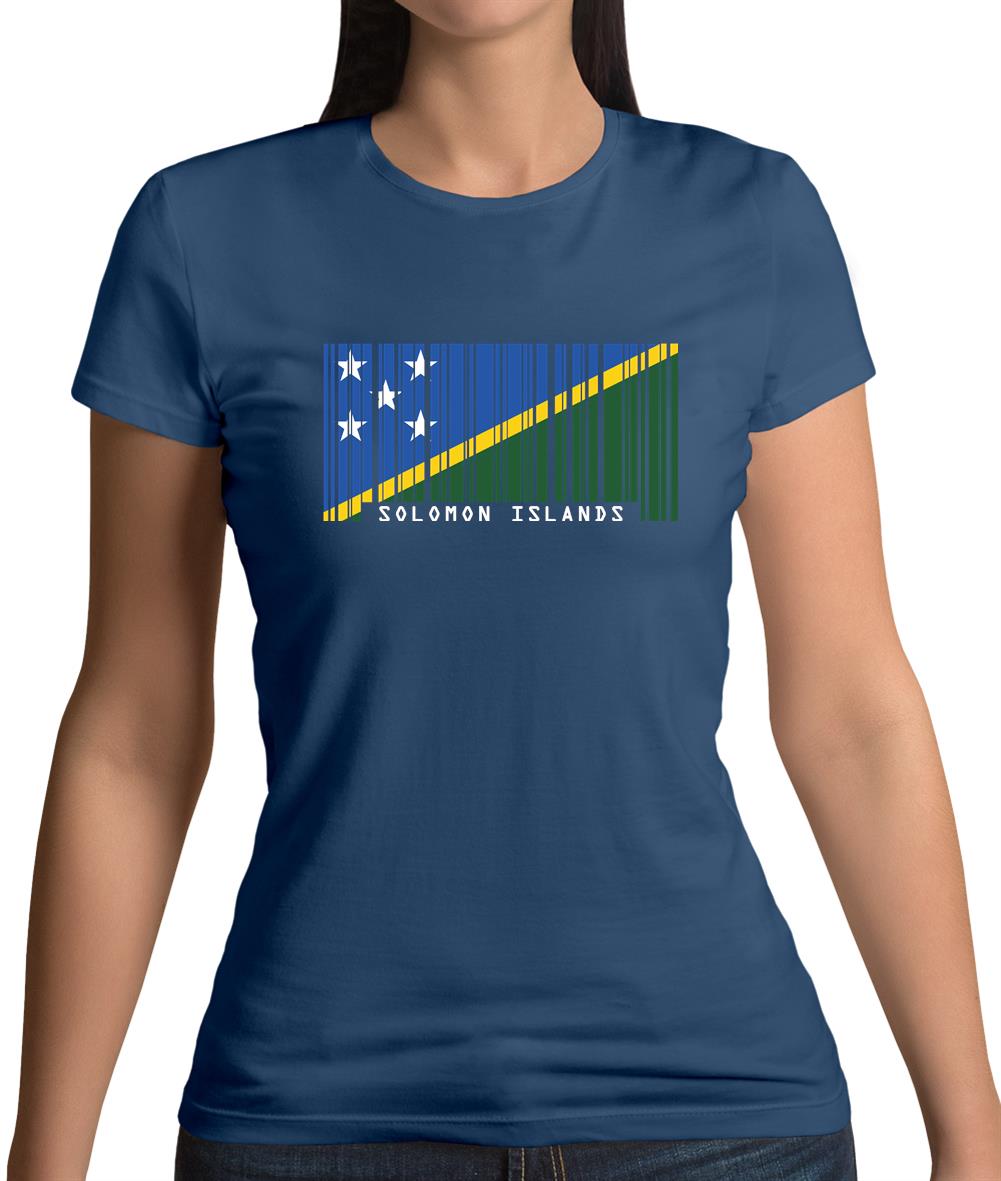 Solomon Islands Barcode Style Flag Womens T-Shirt Solomon Islands Barcode Style Flag Womens T-Shirt