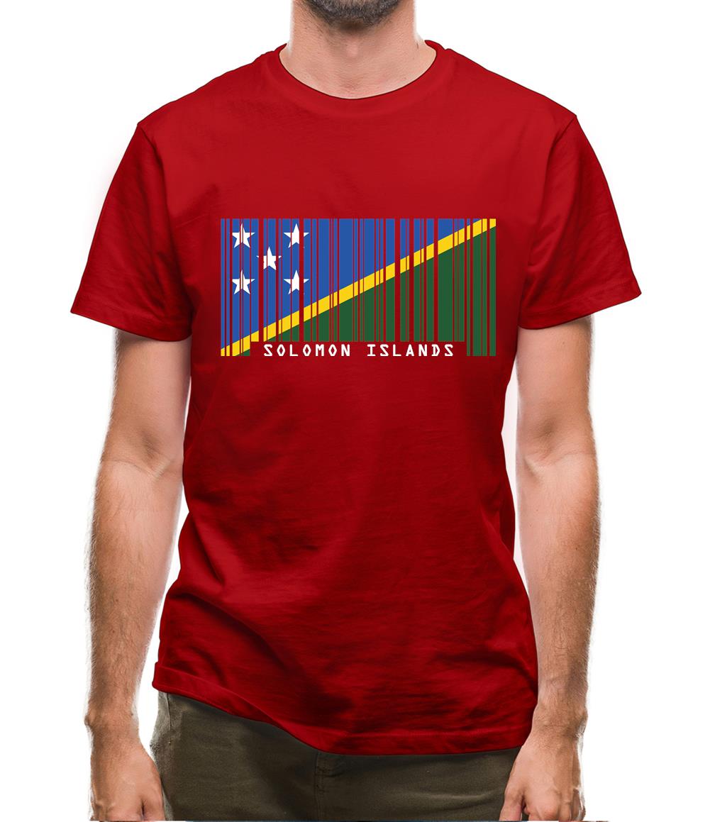 Solomon Islands  Barcode Style Flag Mens T-Shirt Solomon Islands  Barcode Style Flag Mens T-Shirt