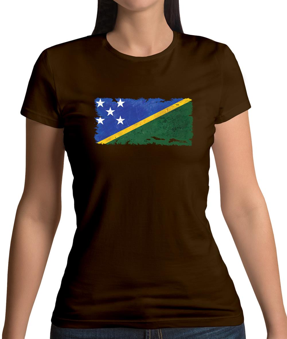 Solomon Islands Grunge Style Flag Womens T-Shirt Solomon Islands Grunge Style Flag Womens T-Shirt