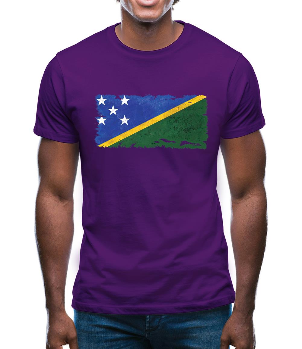Solomon Islands Grunge Style Flag Mens T-Shirt Solomon Islands Grunge Style Flag Mens T-Shirt